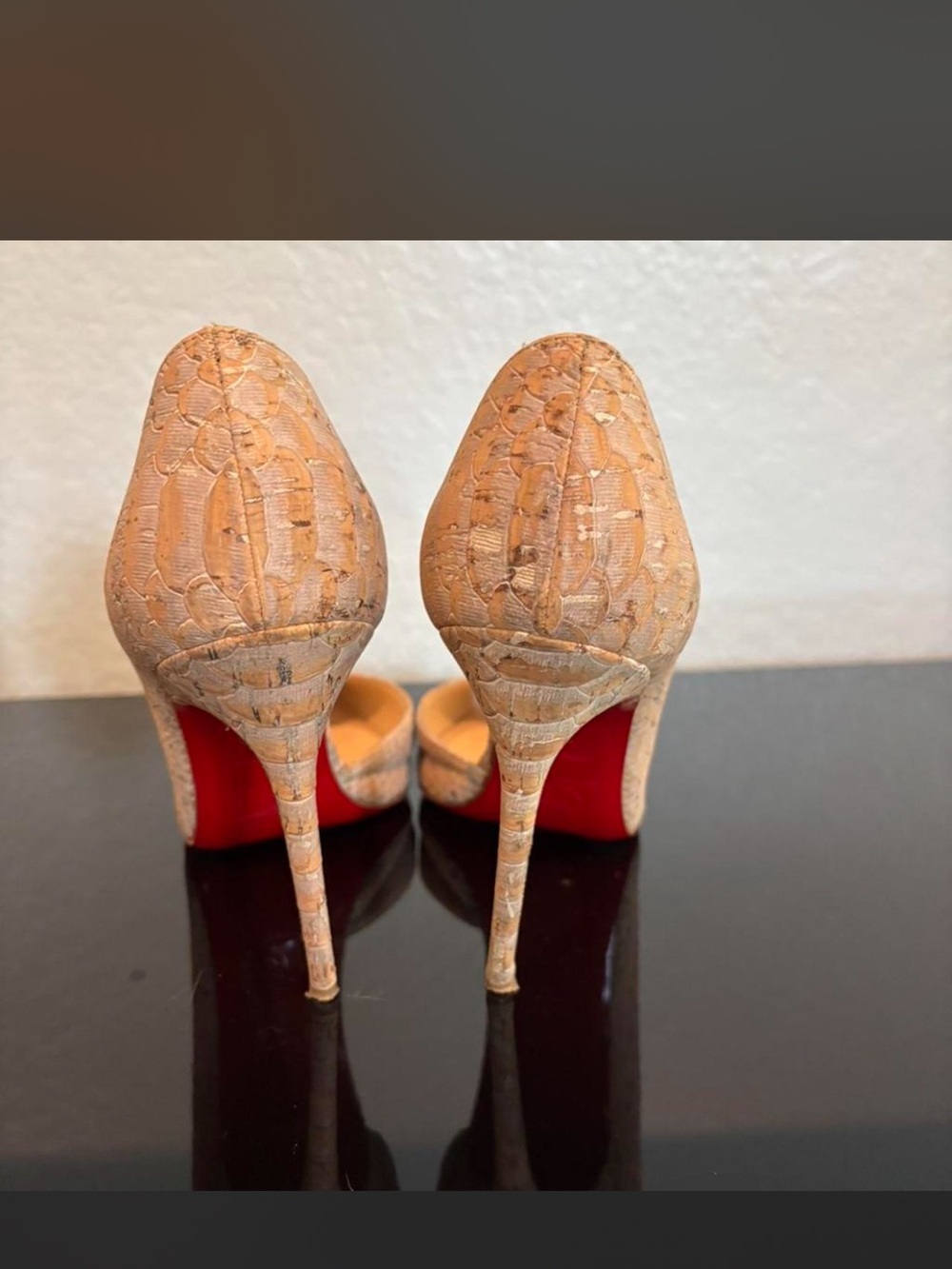 Christian Louboutin Peach Snakeskin Pointed-Toe Stiletto Pumps - Picture 5 of 6